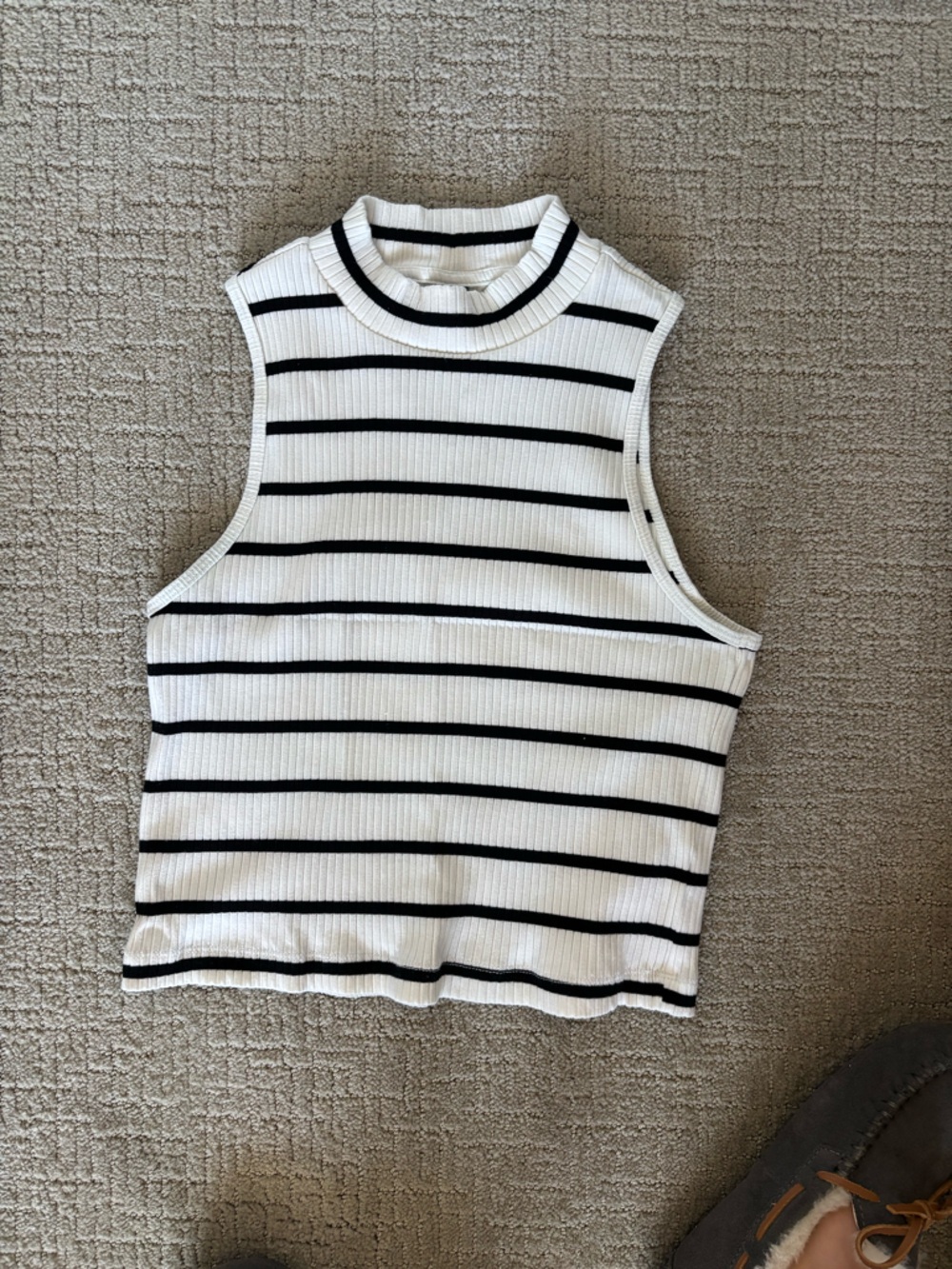 Old Navy White Tank Top with Black Stripes